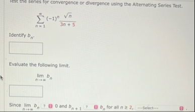 lest the series for convergence or divergence