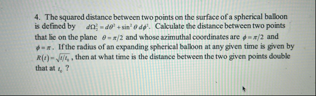 The squared distance between two points on the