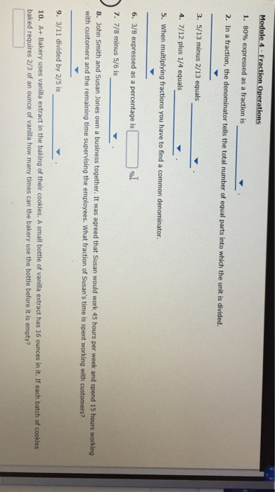 Module 4-Fraction Operations 1. 80% expressed as