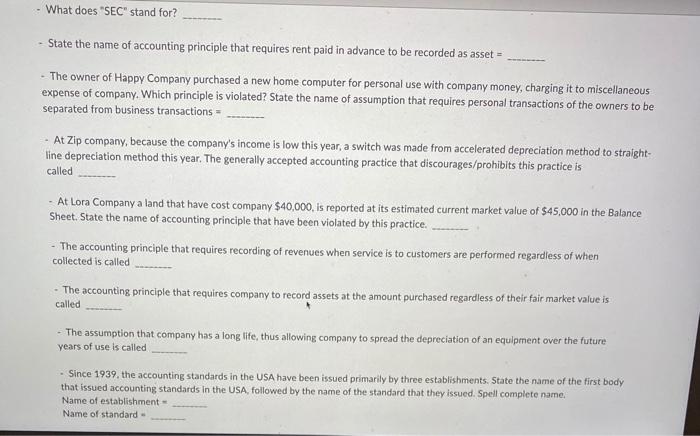 Accounting Stabdards. Determine what has to go