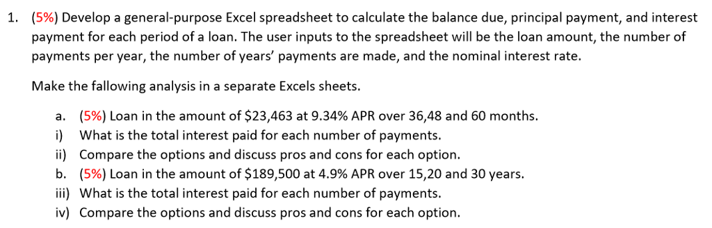 1. (596) Develop a general-purpose Excel