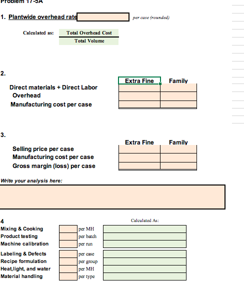 please use this template Problem 17-5A Pricing