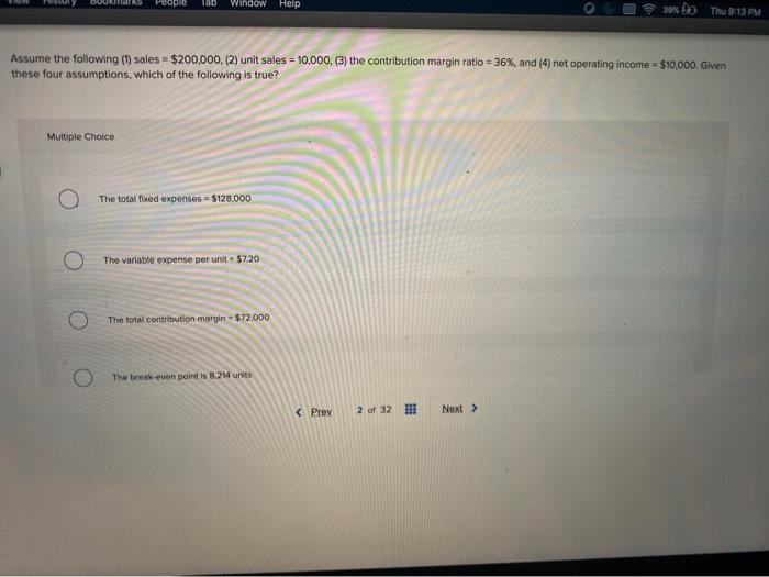 The variable expense ratio equals: Multiple
