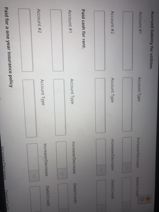 Accrued liability for utilities. Account #1