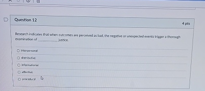 Question 1 2 4 pts Research indicates that when