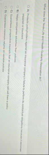 What does the Texas Life and Health Guaranty