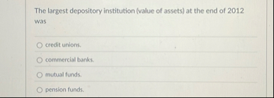 The largest depository institution ( value of