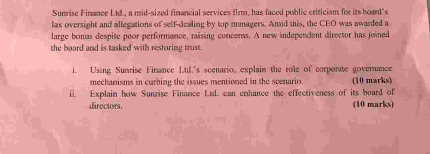 Sunrise Finance Ltd . , a mid - sized financial