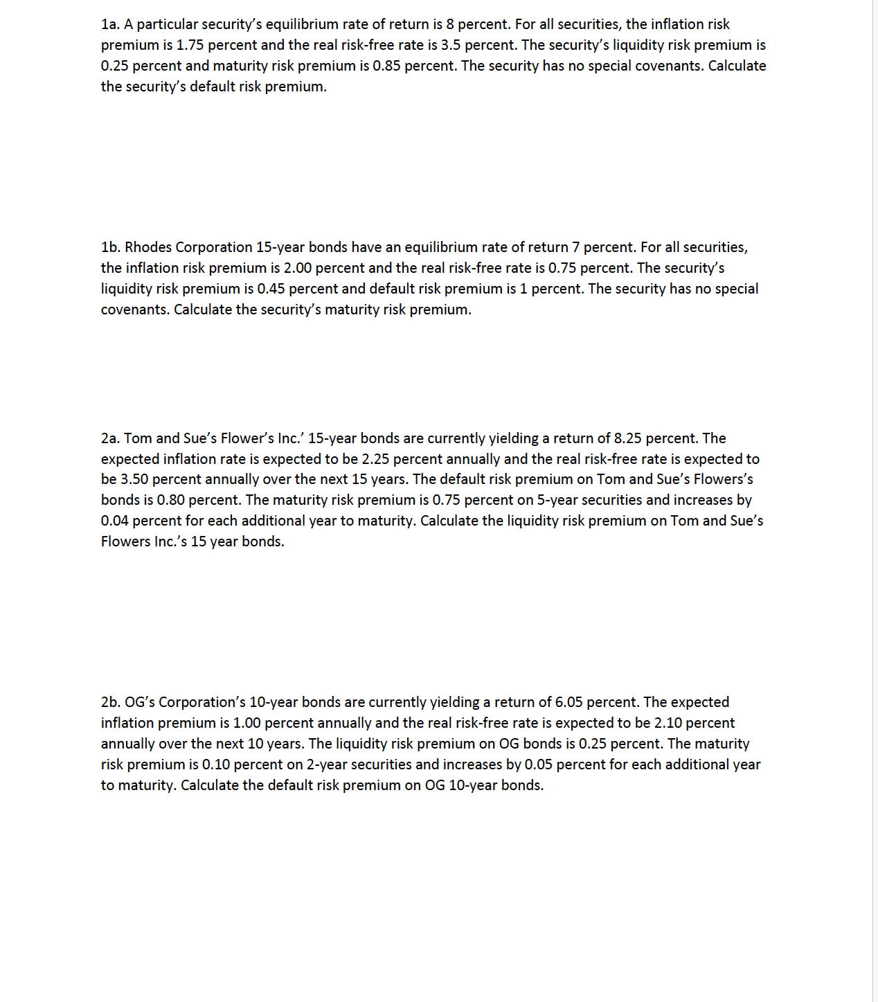 1 a . A particular security ' s equilibrium rate