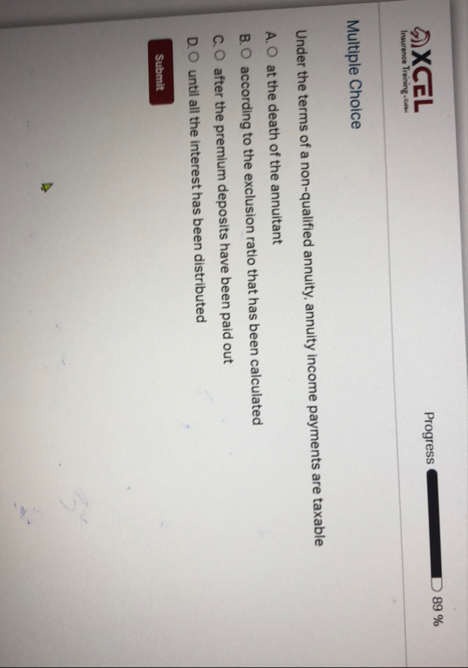 Progress 8 9 % Multiple Choice Under the terms of