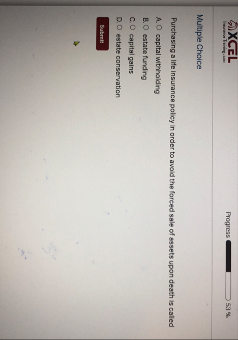 Progress 5 3 % Multiple Choice Purchasing a life