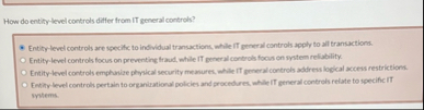 How do entity - level controls differ from IT