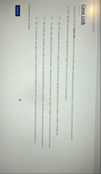 All questions are mandatory Case Link Question (