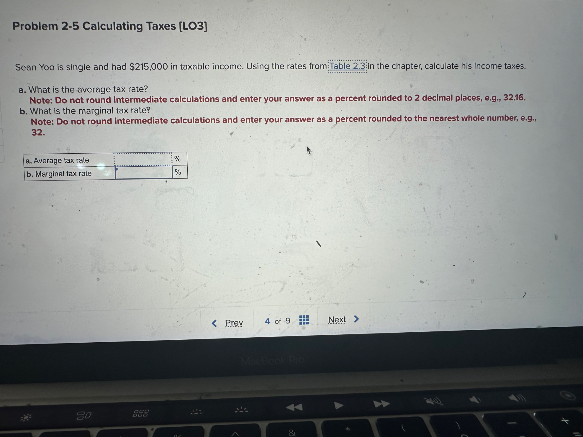 Problem 2 - 5 Calculating Taxes [ LO 3 ] Sean Yoo