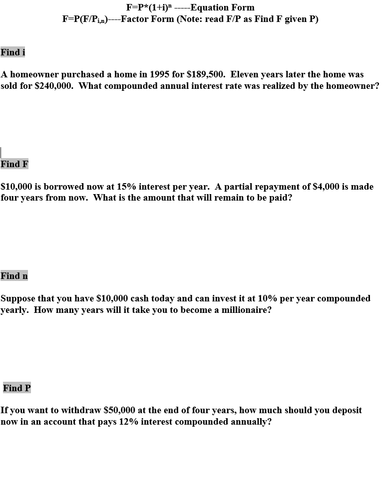 Solve the attached problems ( o n e each o f find