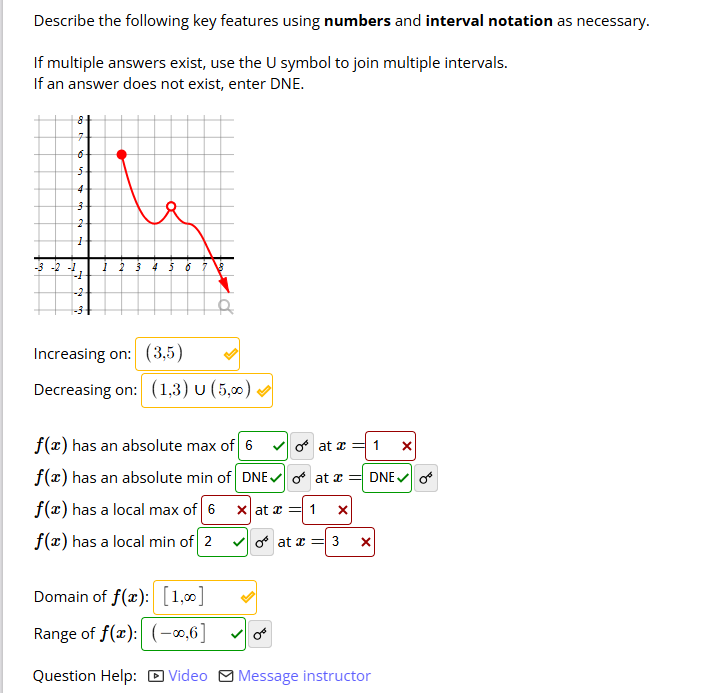Describe the following key features using numbers
