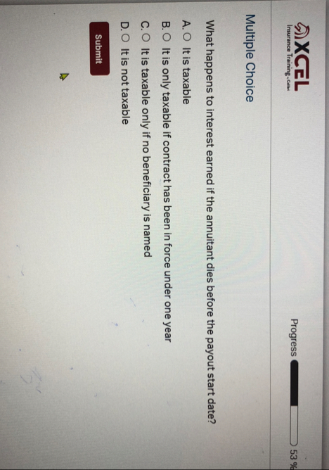 Progress 5 3 % Multiple Choice What happens to