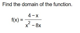 Find the domain o f the function. f ( x ) = 4 - x