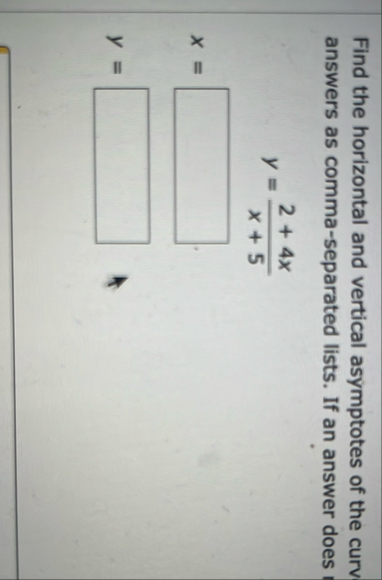 Find the horizontal and vertical asymptotes of