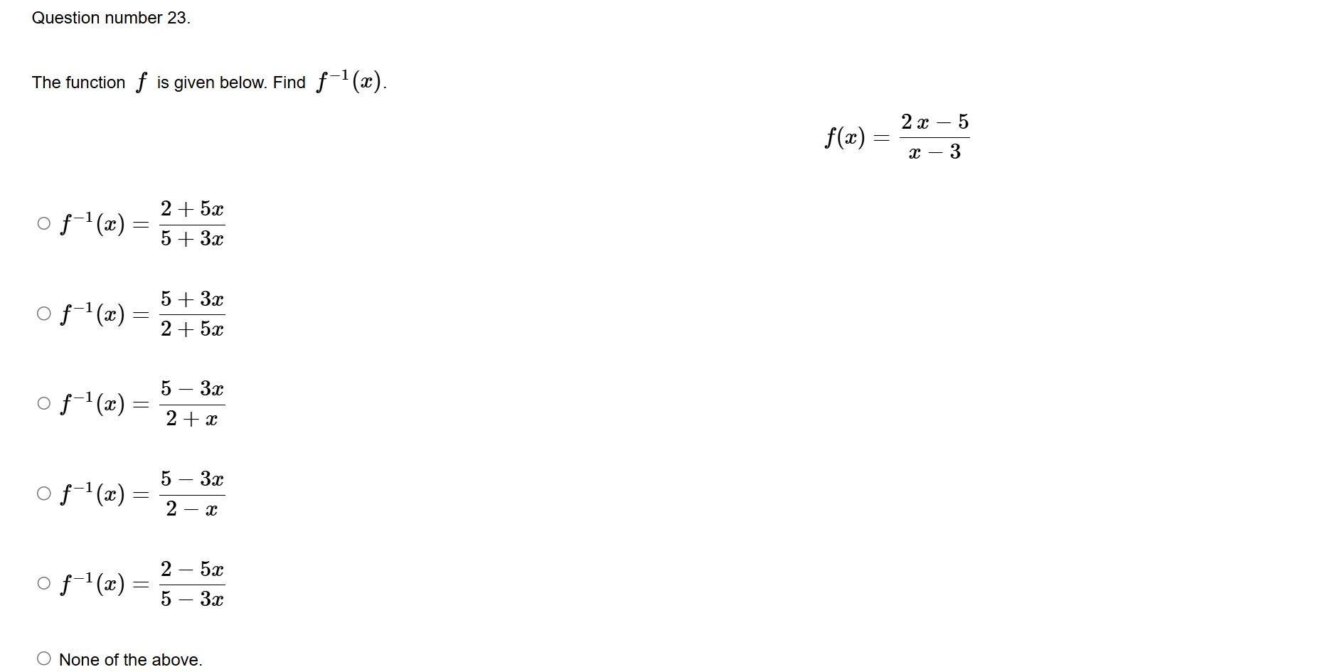 Question number 2 3 . The function f i s given