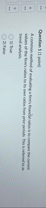 Question 1 ( 1 point ) A common method of