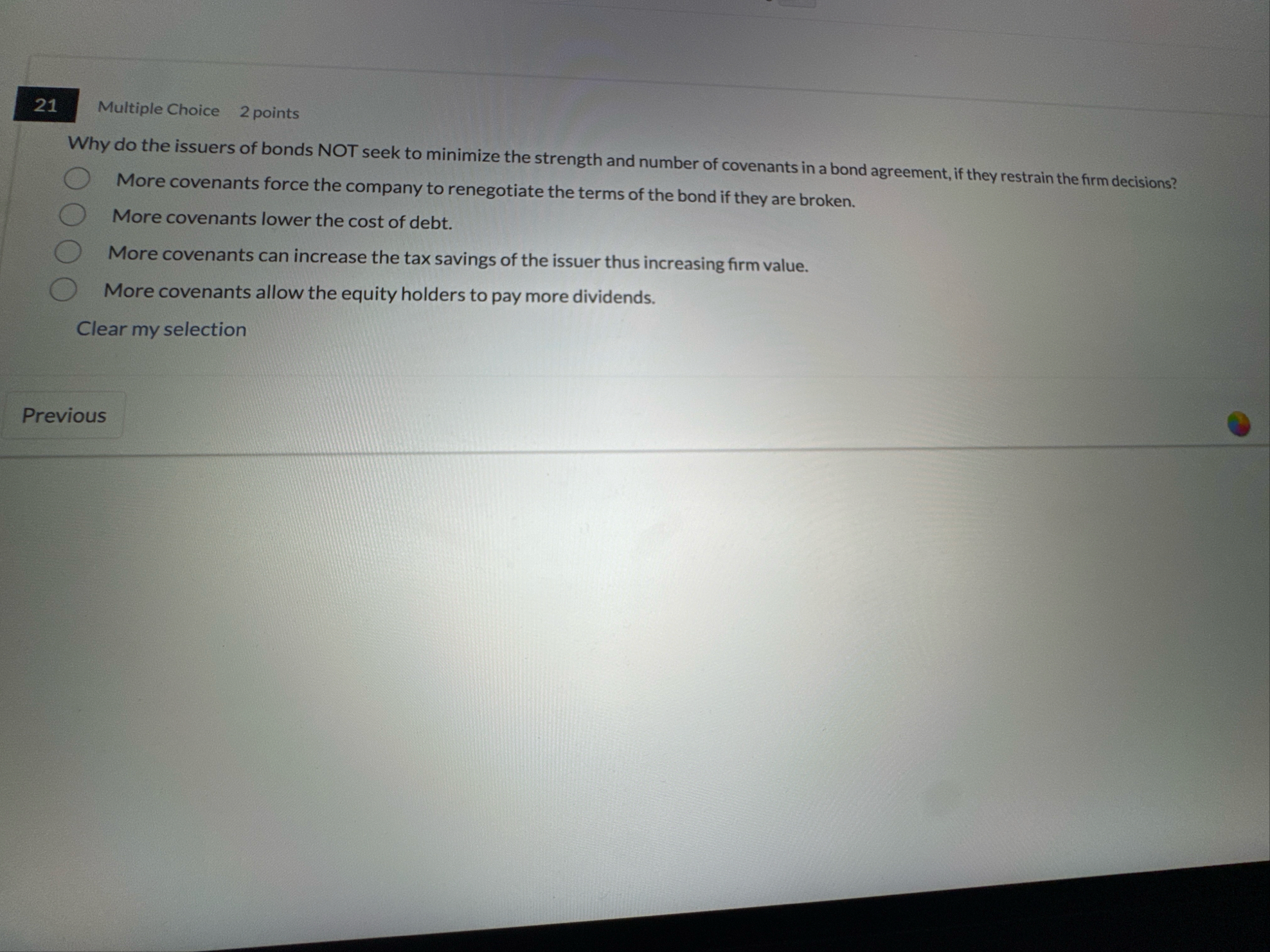 2 1 Multiple Choice 2 points Why do the issuers