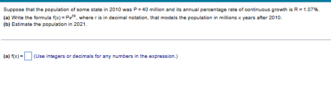 Suppose that the population of some state in 2 0