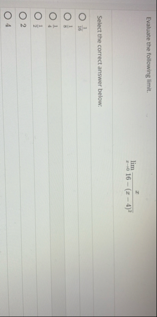 Evaluate the following limit . lim x 0 x 1 6 - (