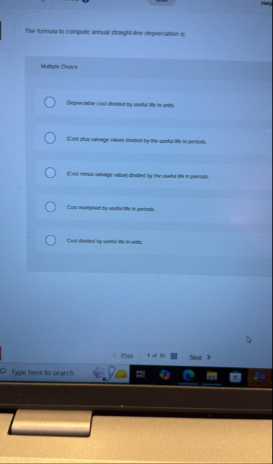 The formula to compute annual straight - tine