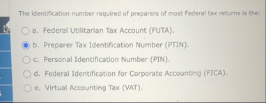The identification number required of preparers