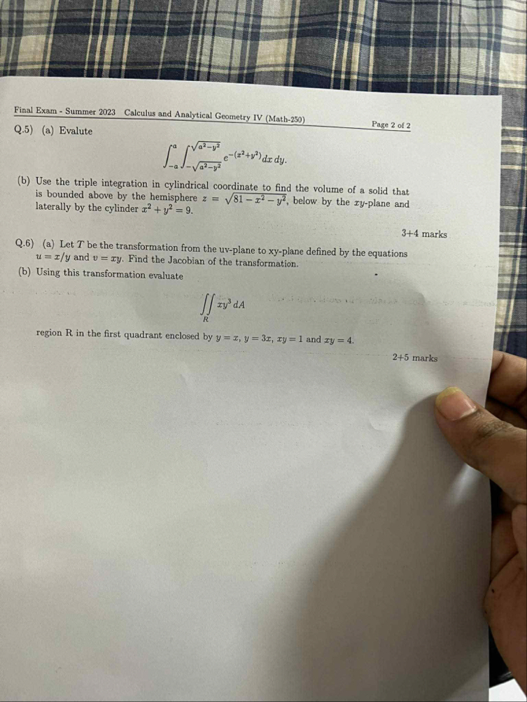 Final Exam - Summer 2 0 2 3 Calculus and