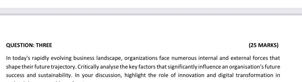 With it reference QUESTION: THREE (25 MARKS) In