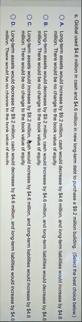 c . Global used $ 4 . 6 million in cash and $ 4 .