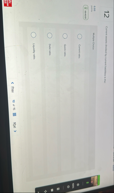 1 2 Current assets divided by current liabilities