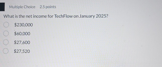 Multiple Choice 2 . 5 points What is the net