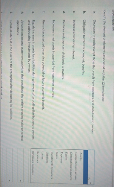 provided below. Identify the element or elements