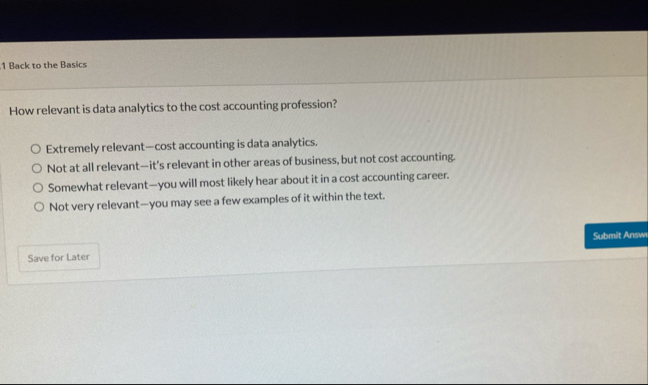 1 Back to the Basics How relevant is data