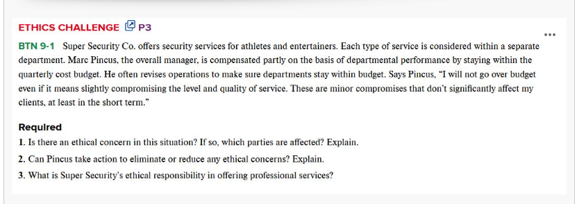 ETHICS CHALLENGE P 3 BTN 9 - 1 Super Security Co