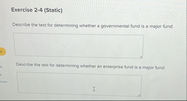 Exercise 2 - 4 ( Static ) Describe the test for