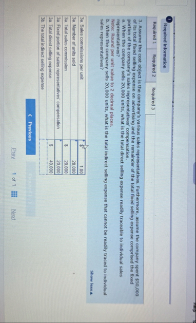 Fielp ( 1 ) Required information \ table [ [