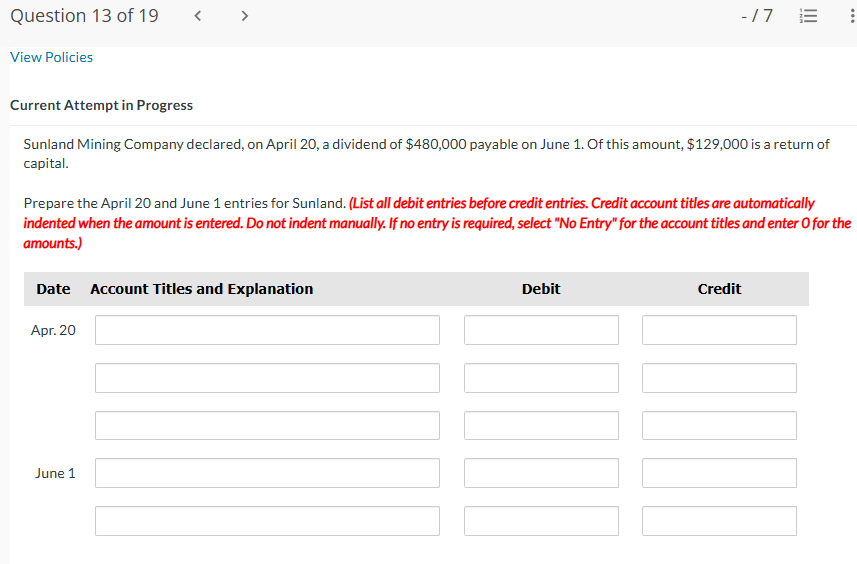 View Policies Current Attempt in Progress Sunland