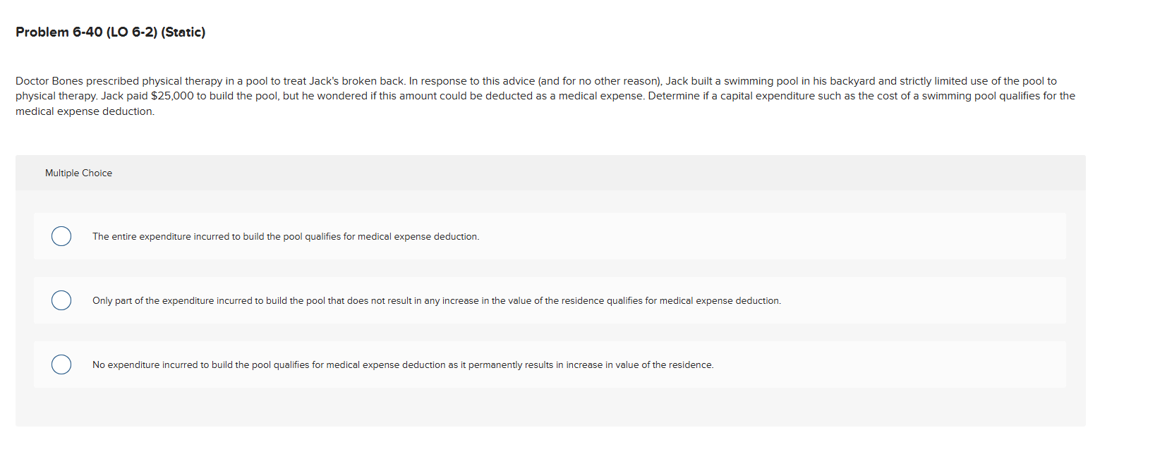 Problem 6 - 4 0 ( LO 6 - 2 ) ( Static ) medical