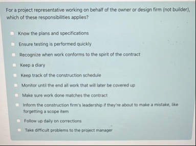 For a project representative working on behalf of