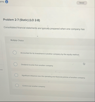 ems ( i ) Problem 2 - 7 ( Static ) ( LO 2 - 8 )
