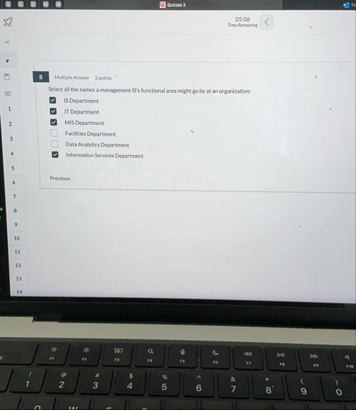 0 5 : 0 6 Time Remaining 8 Multiple Answer 3