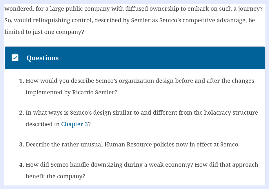 Assignment : Case Study: Disorganization at Semco