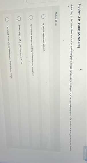 Problem 2 - 9 ( Static ) ( LO 0 2 - 0 6 b )