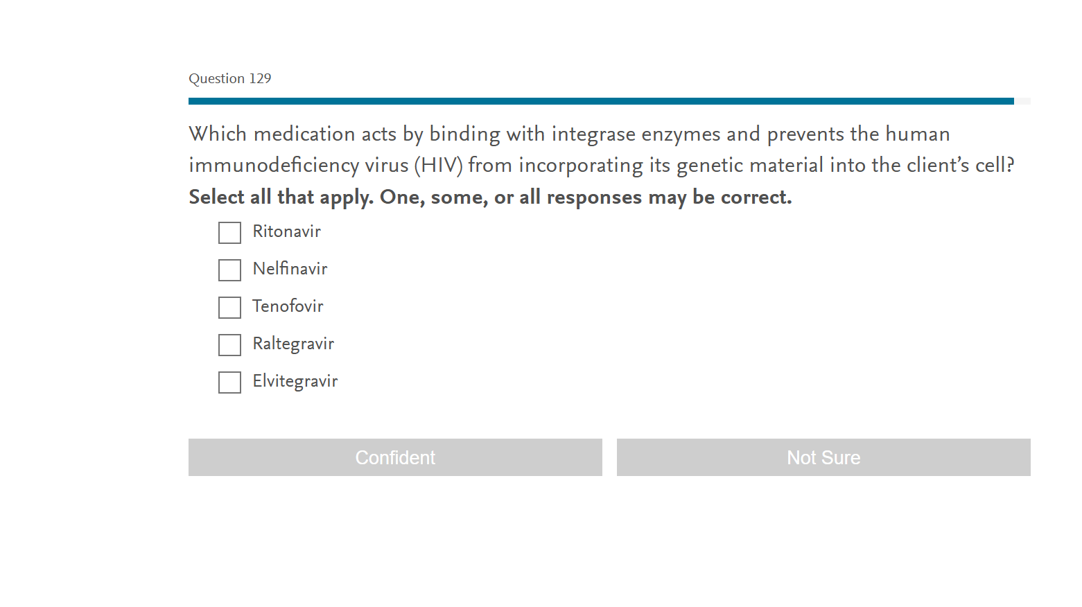ans Question 129 Which medication acts by binding