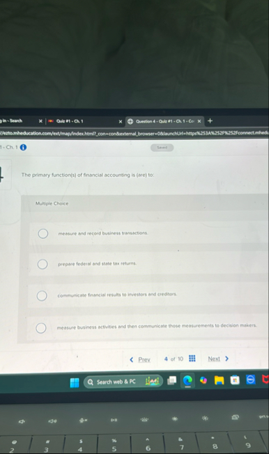 1 - Ch . 1 The primary function ( s ) of