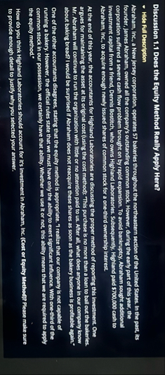 Discussion 1 . 1 Does the Equity Method Really